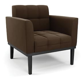 Poltrona Base de Madeira Fixa Preto Elisa Suede Marrom D03 - D`Rossi