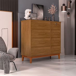 Cômoda para Quarto 8 Gavetas Detroit Amêndoa