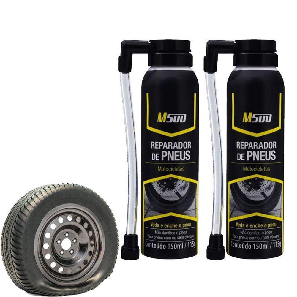 Kit 2 Reparador De Pneu Instantâneo Tapa Furo M500 150Ml