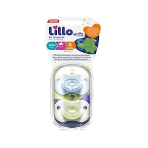 Chupeta Soft Calming 100%Silicone +6M 2Und Azul/Brilha
