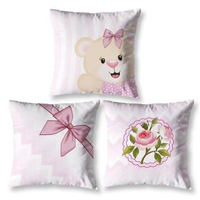 Kit 3 Almofadas Cheias Infantil 40Cm X 40Cm Zíper Ursinha