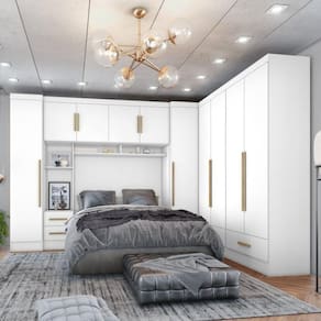 Quarto de Casal Completo 5 Peças 6 Portas 4 Gavetas Com Maleiro Smart Plus Branco
