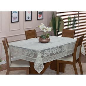 Toalha De Mesa Renda Retangular 2,20M X 1,40M Floral Palha