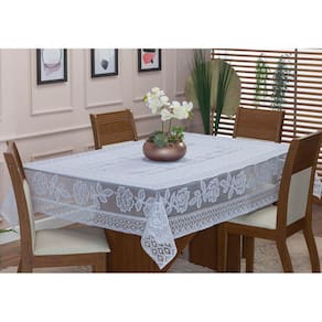 Toalha De Mesa Renda Retangular 2,20M X 1,40M Floral Branco