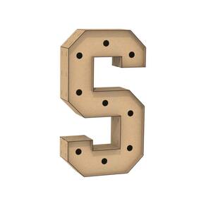 Letra Caixa Grande S Mdf 90Cm Altura Furo Lampada Iluminação