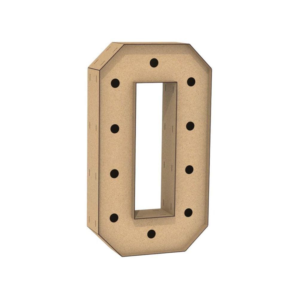 Letra Caixa Grande O Mdf 60Cm Altura Furo Lampada Iluminação