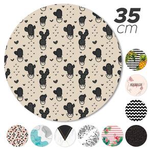 Sousplat Avulso Base De Mdf 35Cm Completo Estampado Cactos