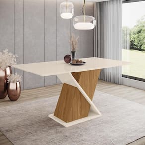 Mesa de Jantar Solus 160 S/ Vidro Nature/Off White - Henn