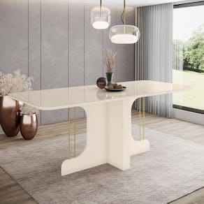 Mesa de Jantar Mavi 200 C/ Vidro Off White - Henn