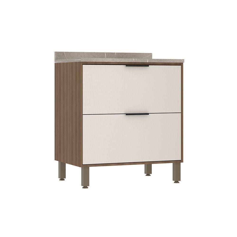 Balcão De Cozinha 80cm 2 Gavetões Com Tampo Aspen Luciane Móveis Vanilla/beige