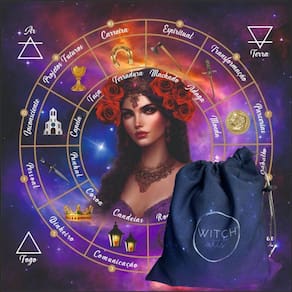 Kit Toalha Cigana Tecido Jogo Baralho Tarot 70X70Cm + Estojo