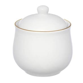 Acucareiro Ceramica Branco Borda Dourado 300Ml