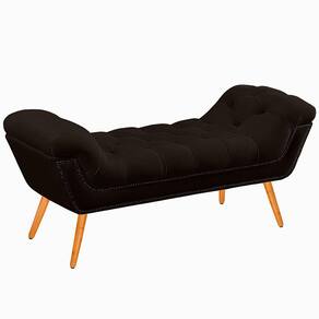 Recamier Calçadeira Solteiro 100cm Ayla Veludo Marrom - Montanaris Decor