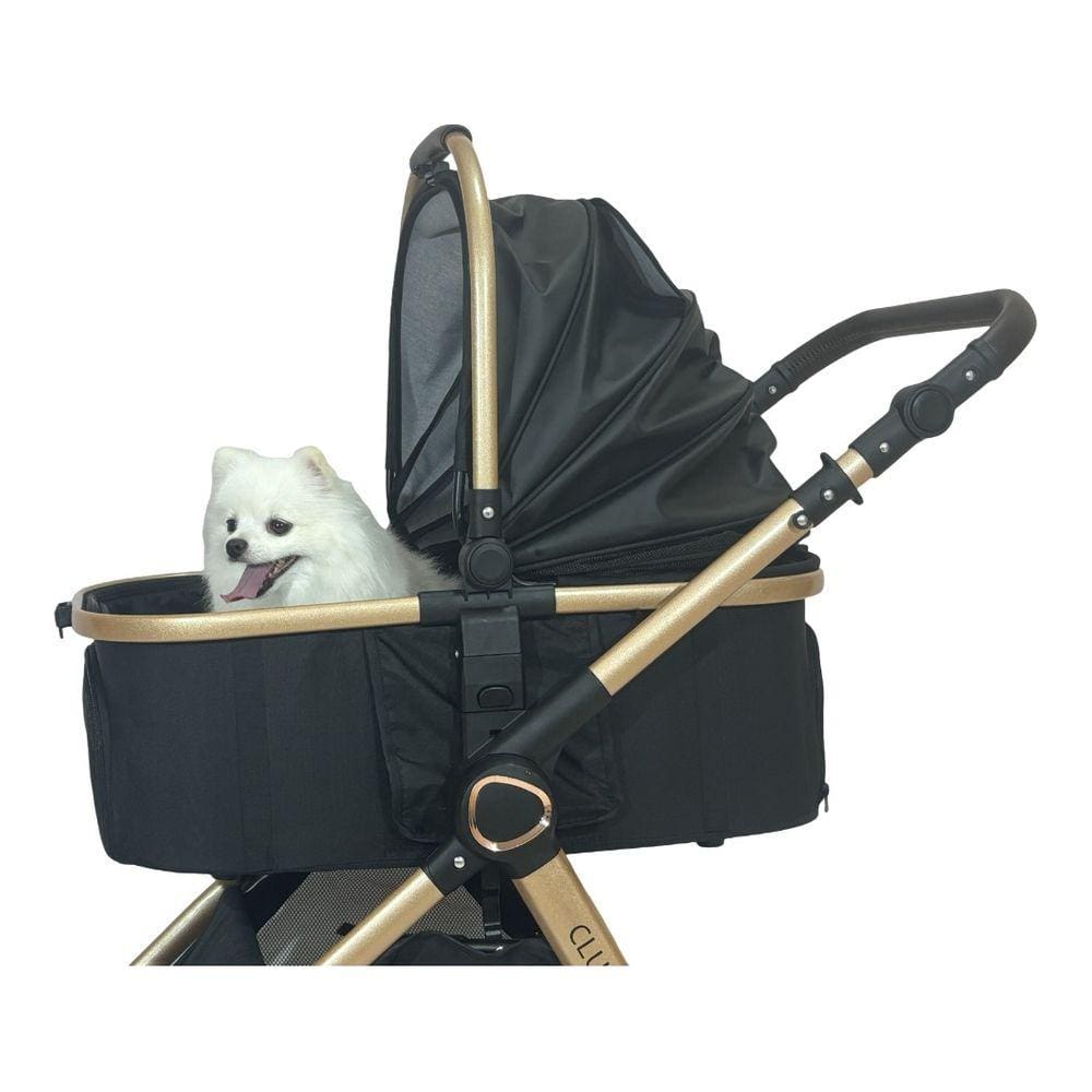 Carrinho de Passeio Cães/ Gatos 3em1 Preto para Pet Club Baby