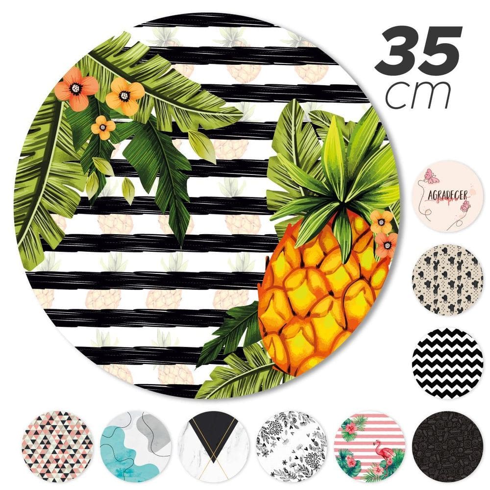 Kit 6 Capas Sousplat Jogo Americano Sala Jantar Abacaxi