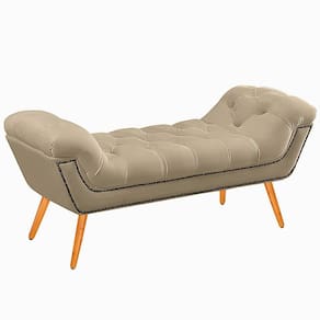 Recamier Calçadeira Solteiro 90cm Ayla Veludo Bege - Montanaris Decor