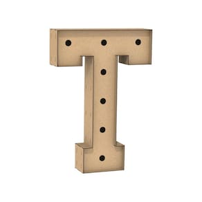 Letra Caixa Grande T Mdf 100Cm Altura Furo Lampad Iluminação