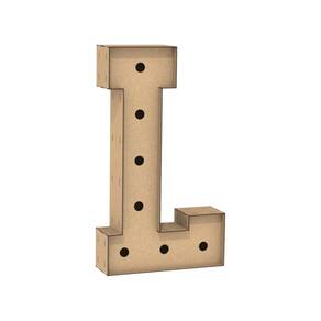 Letra Caixa Grande L Mdf 90Cm Altura Furo Lampada Iluminação