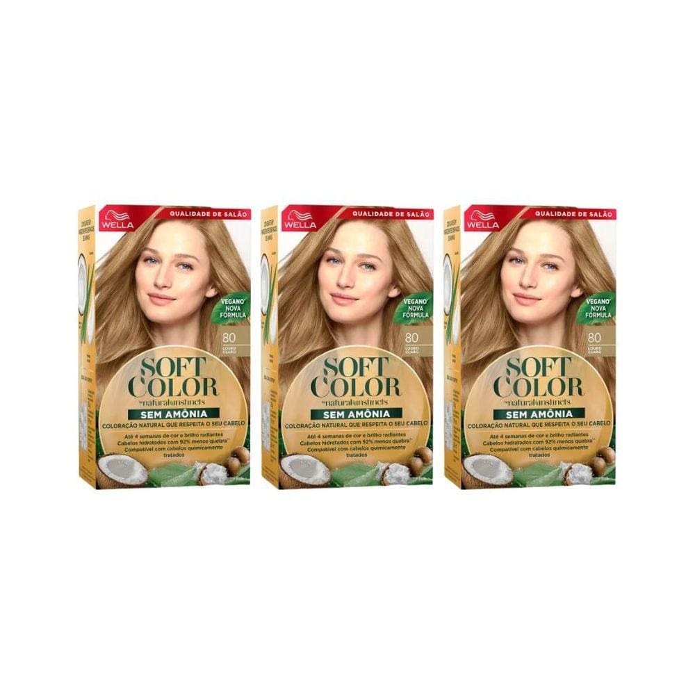 Coloraçao Soft Color 80 Louro Claro-Kit C/3Un