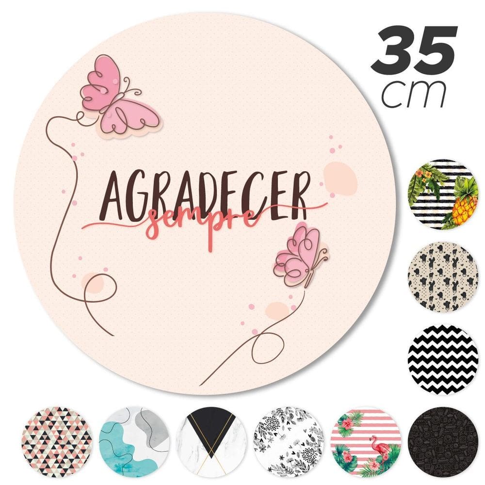 Kit 8 Peça Jogo Americano Base Redonda Mdf Sousplat Gratidão