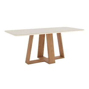Mesa de Jantar Lins 200 C/ Vidro Nature/Off White - Henn