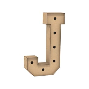 Letra Caixa Grande J Mdf 90Cm Altura Furo Lampada Iluminação