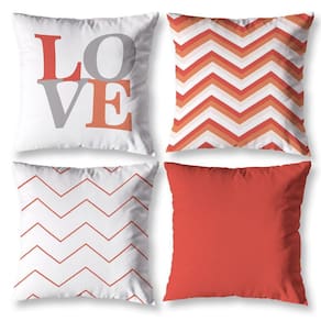Kit 4 Almofadas Cheias Para Sala 40Cm X 40Cm Chevron Laranja