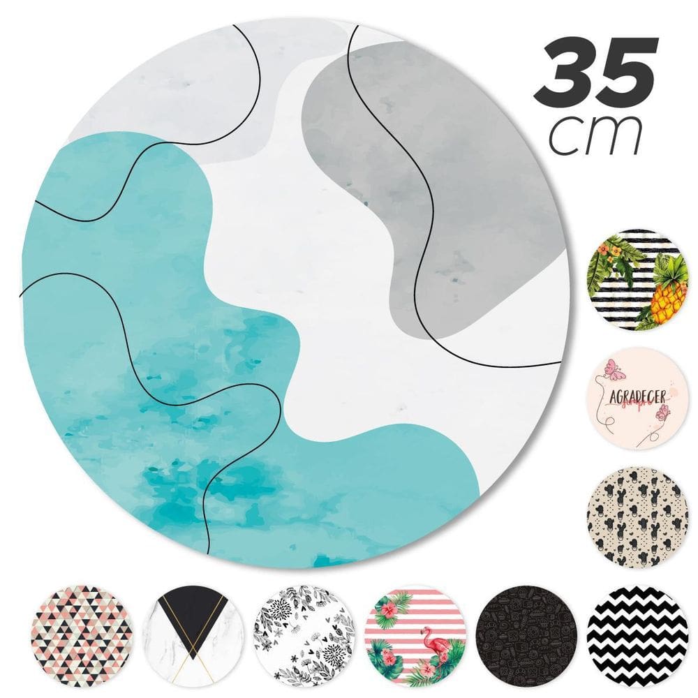 Kit 6 Peças Jogo Americano Base Redonda Mdf Sousplat Ondas