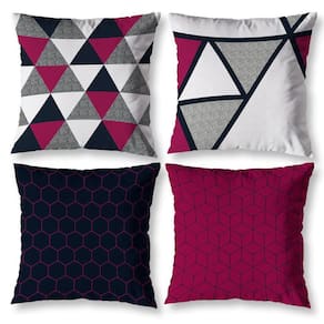 4 Almofadas Cheias Sala 40Cm X 40Cm Estampadas Geo Vermelho