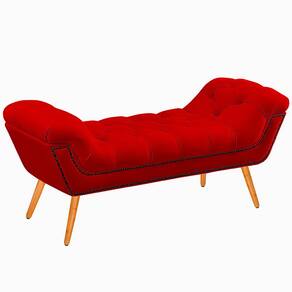 Recamier Calçadeira Solteiro 90cm Ayla Veludo Vermelho - Montanaris Decor