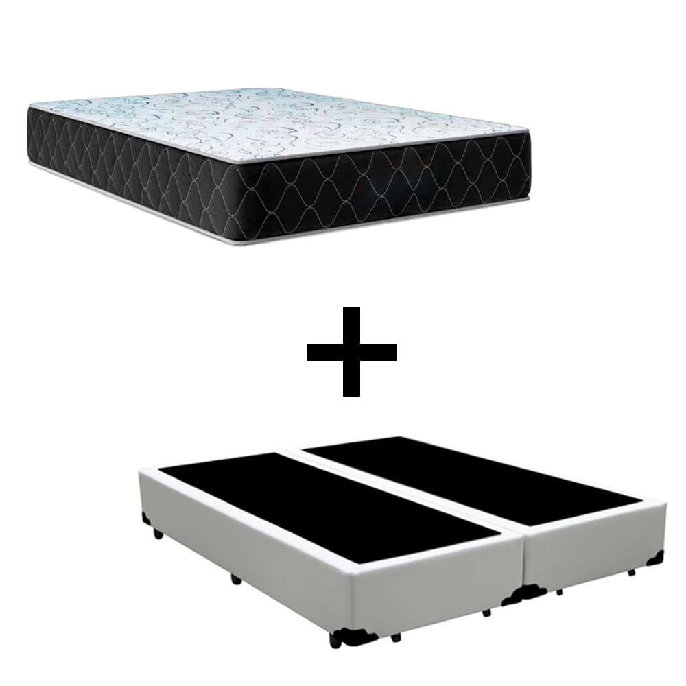 Cama Box Casal 138 Bipartido Tecido Sintético Branco Com Colchão Marrocos - Poliéster - Espuma D33 30cm
