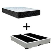 Cama Box Casal 138 Bipartido Tecido Sintético Branco Com Colchão Marrocos - Poliéster - Espuma D33 30cm