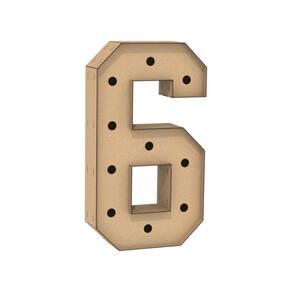 Número 6 Letra Caixa Grande Mdf 100Cm Altura Furo Iluminação