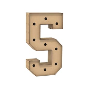 Número 5 Letra Caixa Grande Mdf 100Cm Altura Furo Iluminação