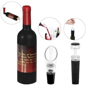 Kit Vinho Com Bomba De Ar Saca Rolha 3 Peças Unyhome