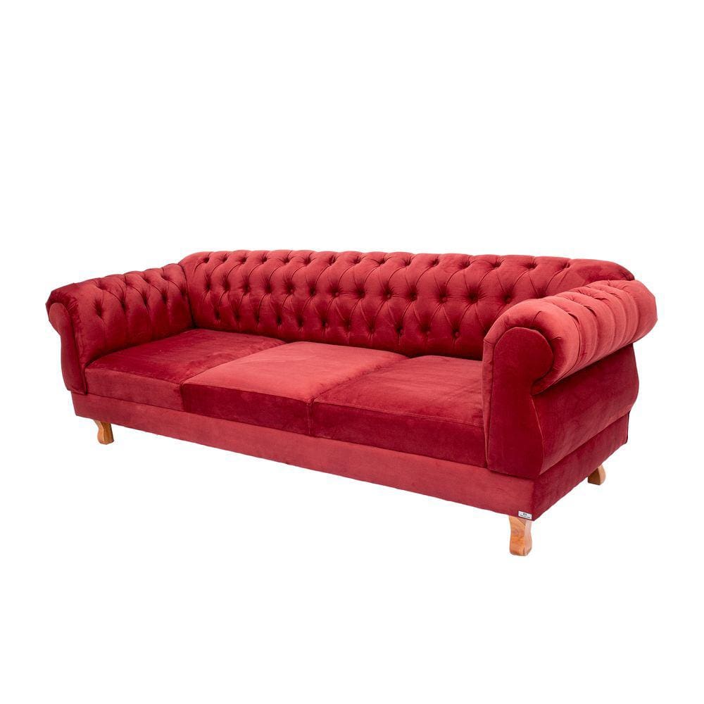 Sofá Chesterfield Elisabeth Suede Bordo 1,80