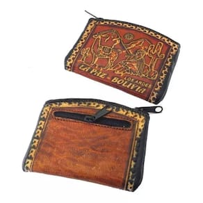 Kit 4 Porta Moeda Couro De Lhama Com Estampa Artesanal