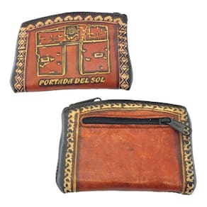 Lote 2 Porta Moeda Em Couro De Lhama Artesanal Bolivia B1646