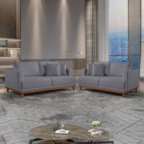 Conjunto de Sofá 2 e 3 Lugares M175 Cinza Escuro