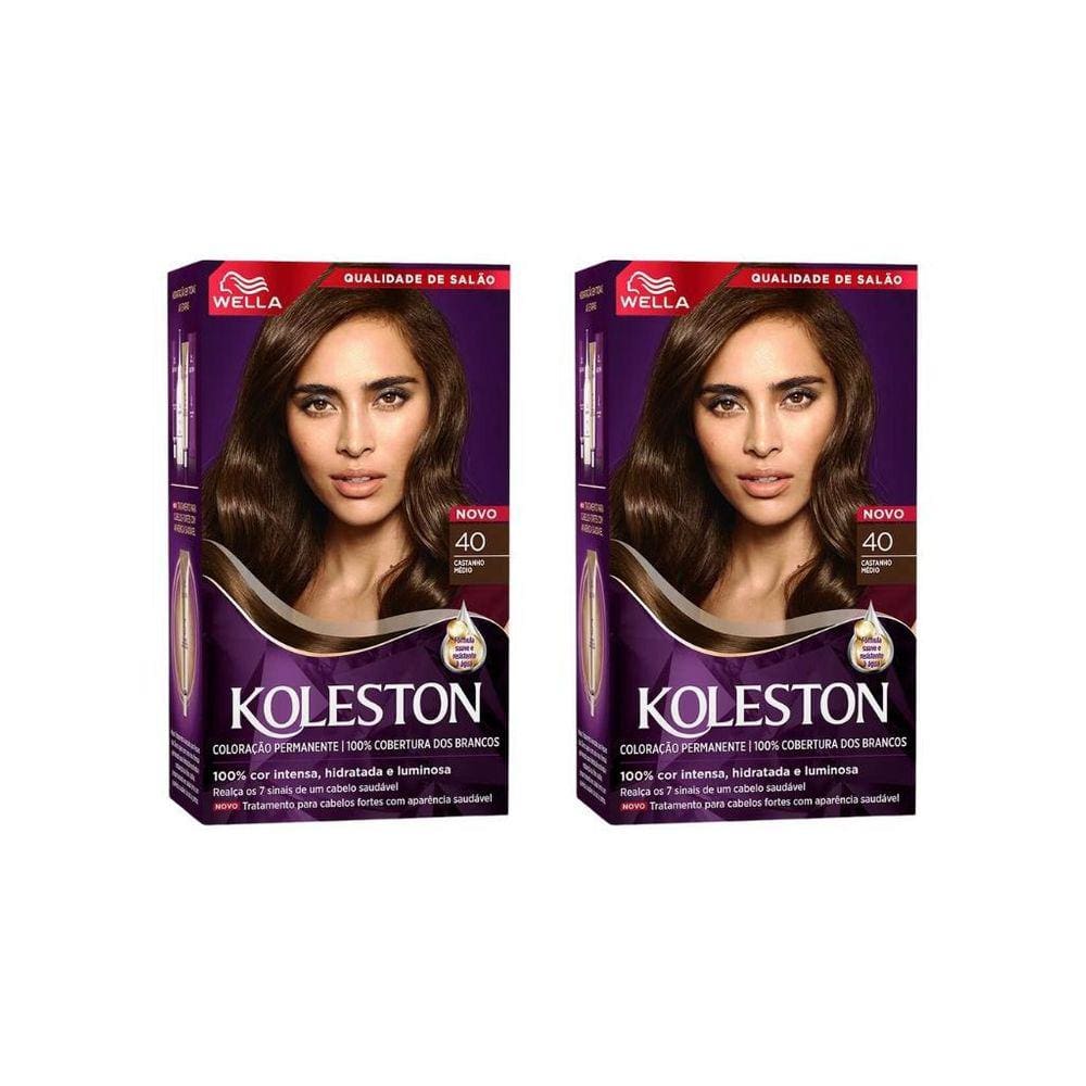 Coloraçao Koleston 40 Castanho Medio-Kit C/2Un