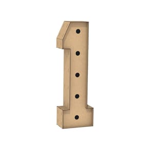 Número 1 Letra Caixa Grande Mdf 80Cm Altura Furo Iluminação