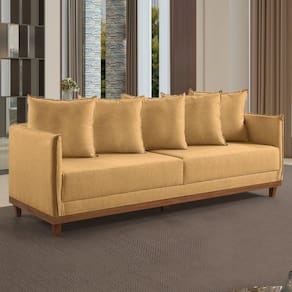 Sofá 3 Lugares 215cm M169 em Linho Living Mostarda