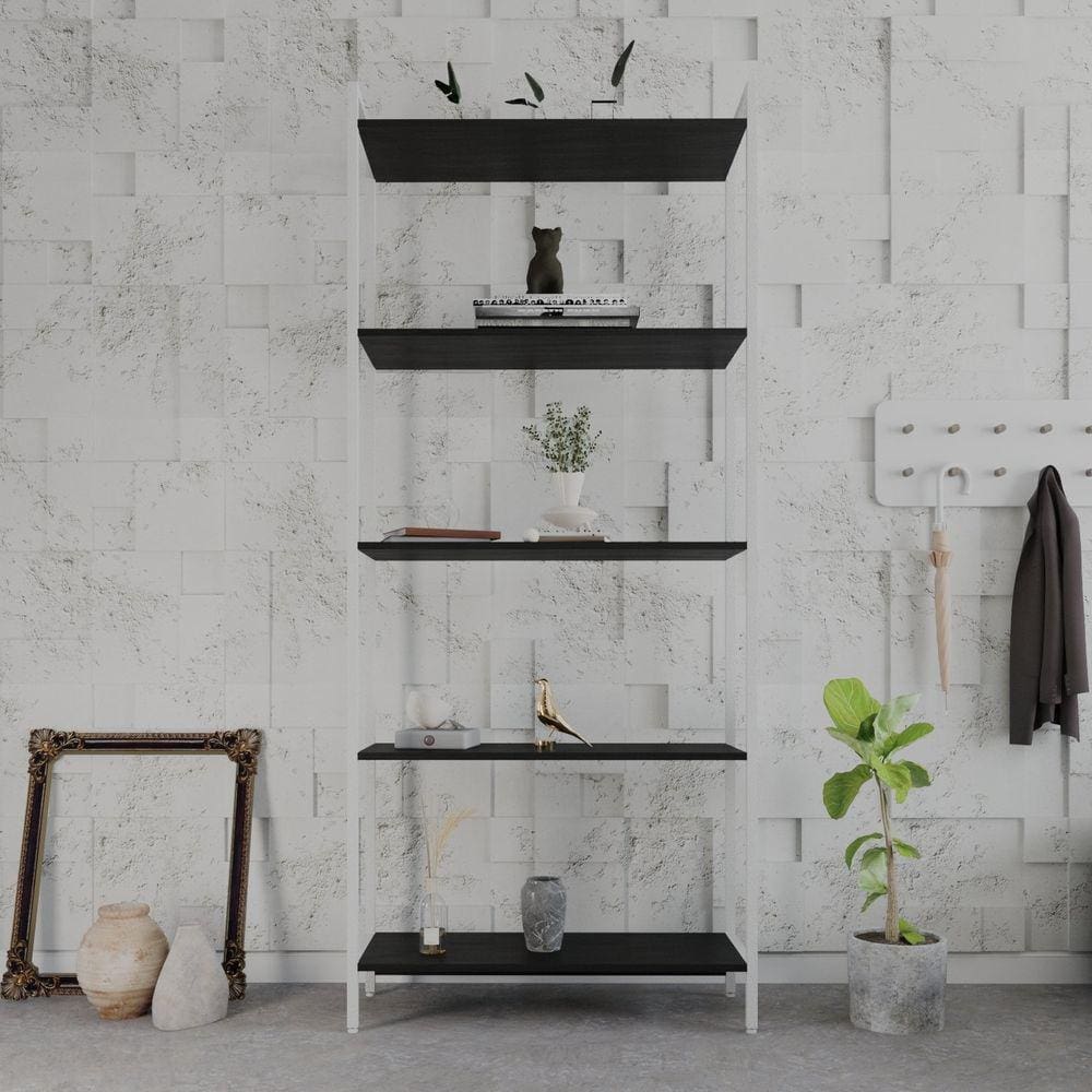 Estante para Livros Industrial Aço Multiuso 5 Prateleiras 187x80cm Active Yescasa Preto Ônix / Est.Branca