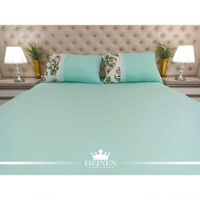 Jogo De Cama Queen 3 Pçs Em Malha 100% Algodão Verde