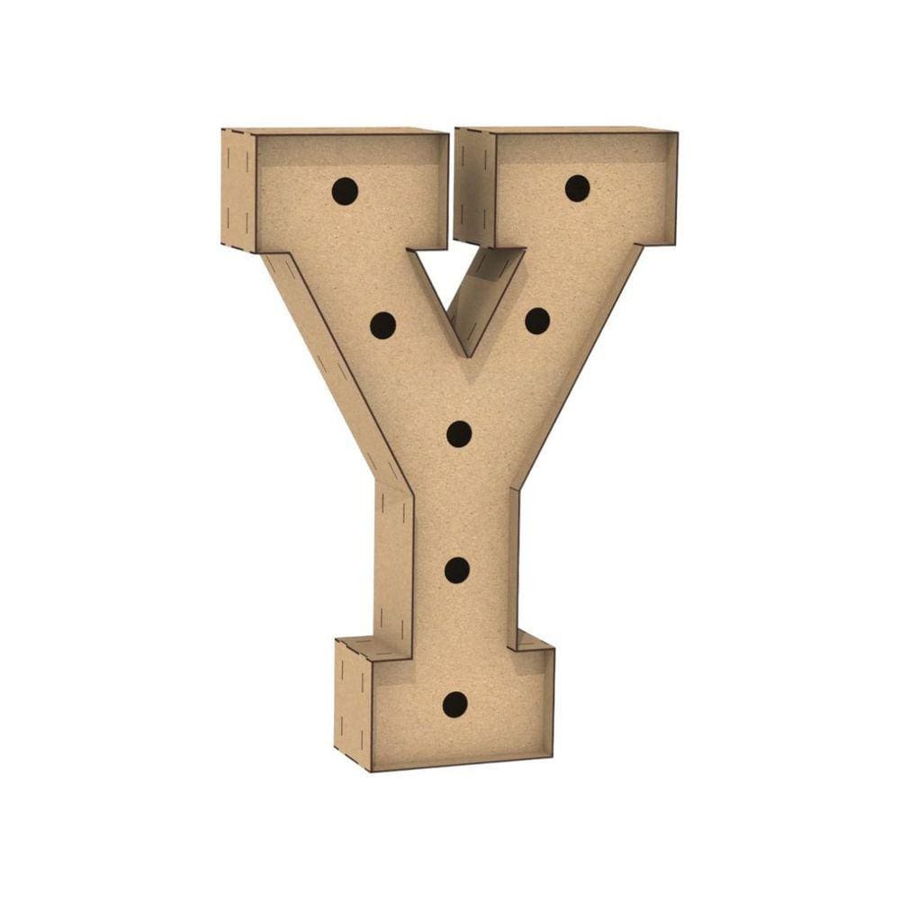Letra Caixa Grande Y Mdf 80Cm Altura Furo Lampada Iluminação