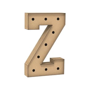 Letra Caixa Grande Z Mdf 100Cm Altura Furo Lampad Iluminação