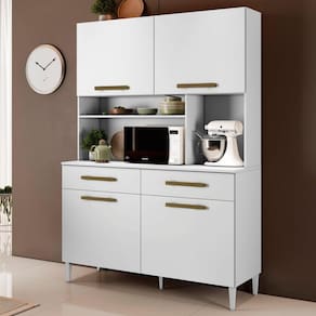Armário para Cozinha 4 Portas 2 Gavetas Ceara Branco