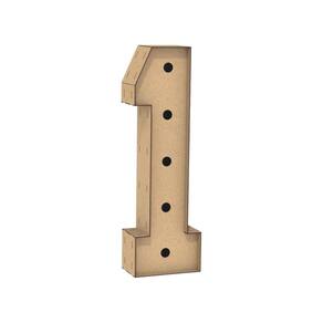 Número 1 Letra Caixa Grande Mdf 60Cm Altura Furo Iluminação
