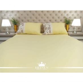 Jogo De Cama Queen 3 Pçs Em Malha 100% Algodão Amarelo