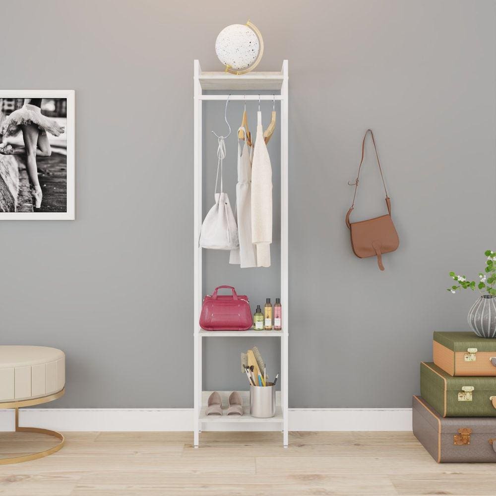 Estante Closet Arara 187x45cm 3 Prateleiras Active Yescasa Snow / Est.Preta
